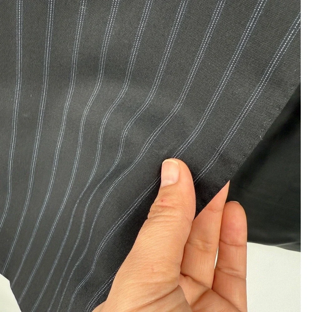 Corneliani Double Breasted Wool  Sports Coat Italy Black Blue Stripes ‎ Mens 56L